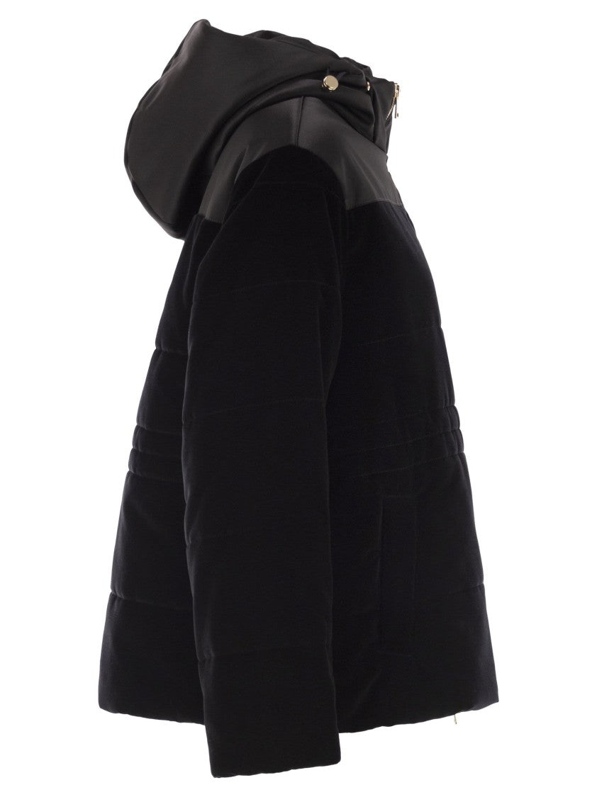 Fabiana Filippi Padded Velvet Jacket With Hood