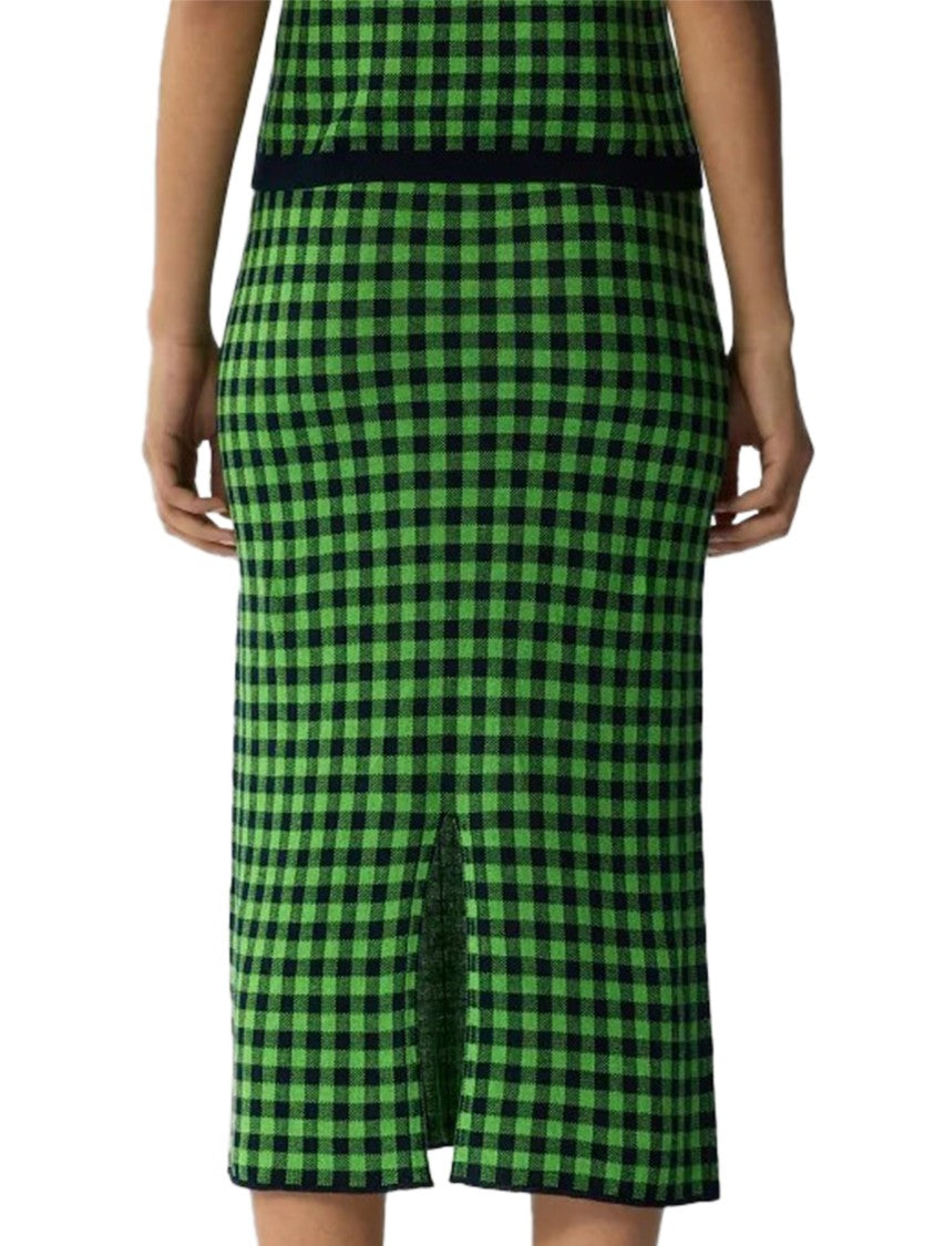 Guest In Residence Gingham Long Skirt With Solid Black Waistband
