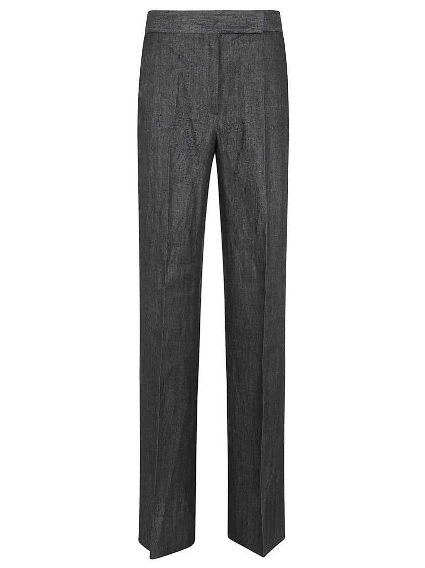 Max Mara Wide-Leg Palazzo Trousers With Herringbone Weave