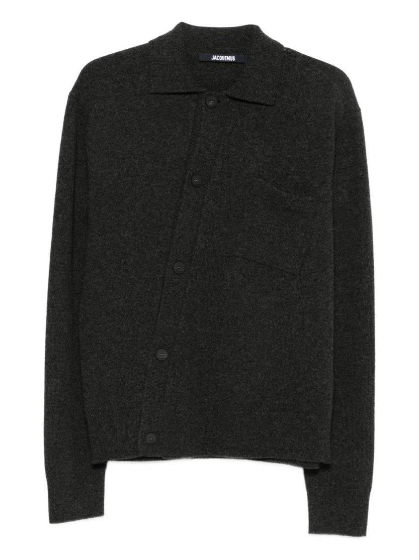 Jacquemus Dark Grey Wool Cashmere Patch Sweater