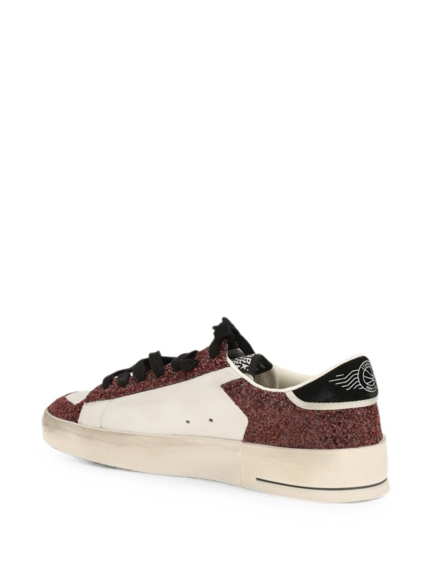 Golden Goose Low-Top Sneakers With Burgundy Glitter Accents