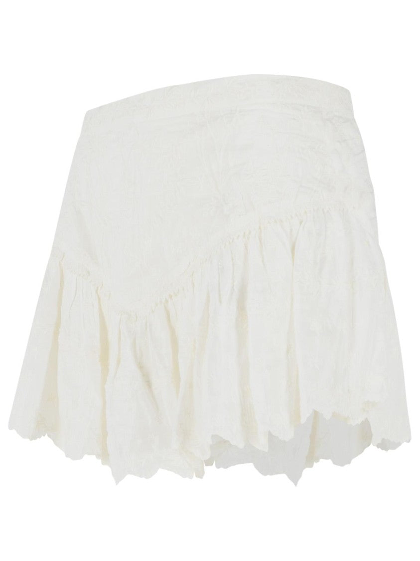 Isabel Marant White Zoelia Embroidered Cotton-Silk Shorts