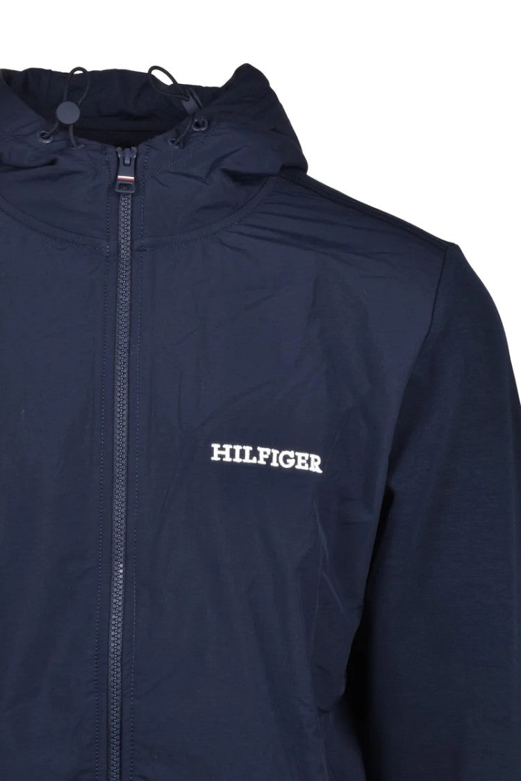 Tommy Hilfiger Blue Cotton Polyester Elastane Men's Zip-Up Sweatshirt