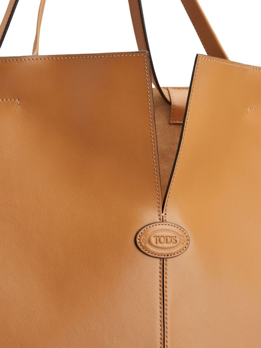 Tod's Brown Smooth Leather Slit Design Tote