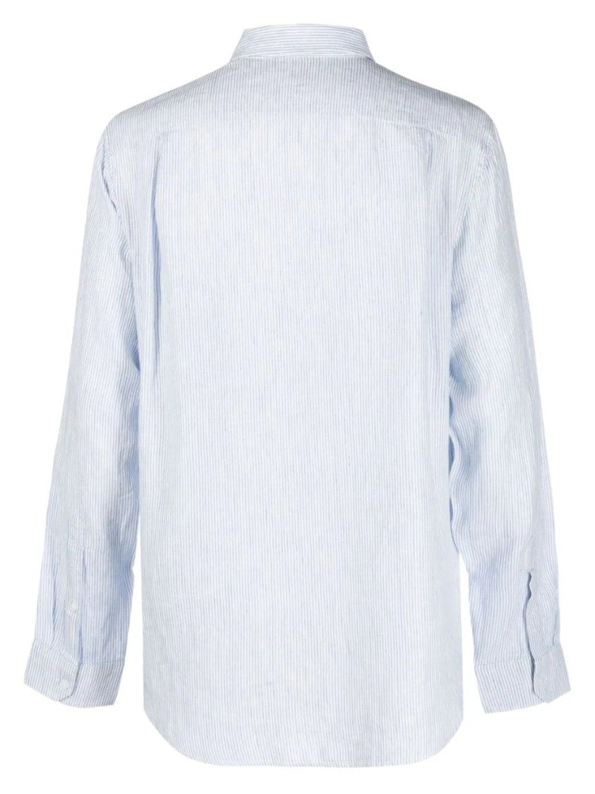 Vince Classic Stripe Linen Long Sleeve Shirt