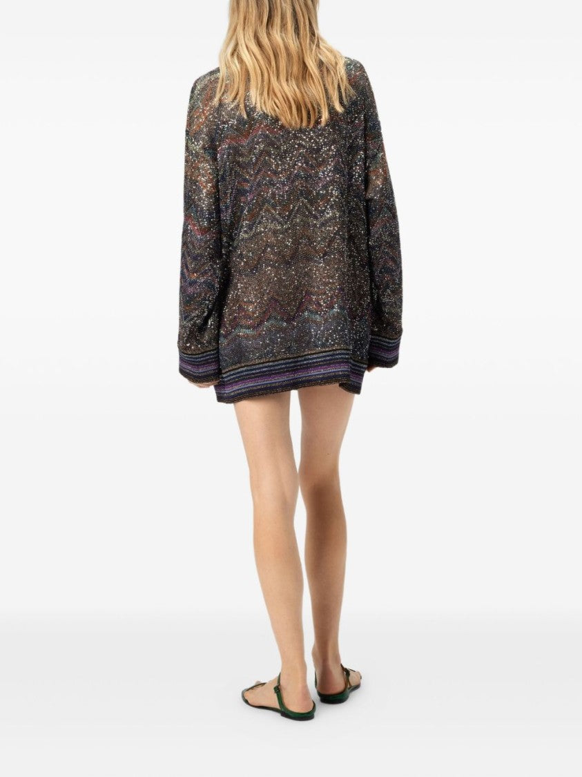 Missoni Multicolour Chevron-Pattern Cardigan With Shimmering Detail