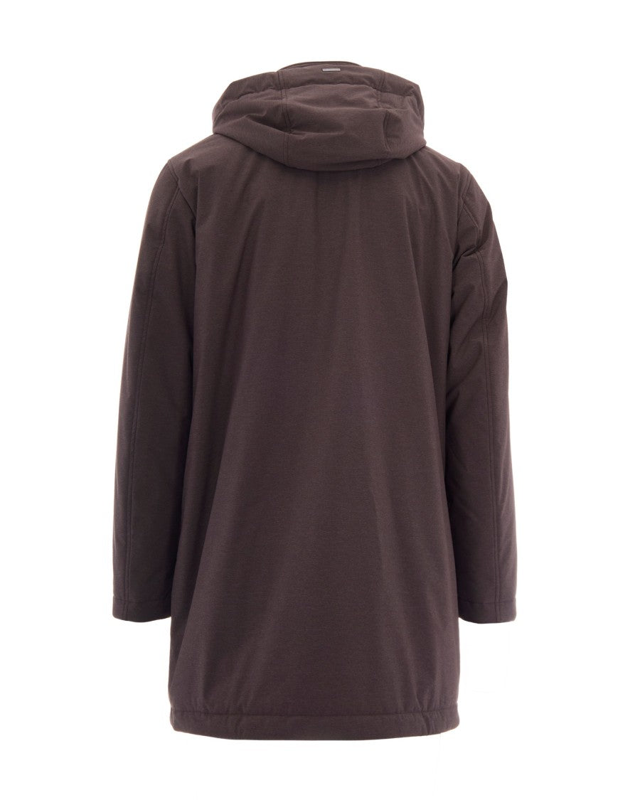 Herno Dark Brown Hooded Coated Nylon Parka