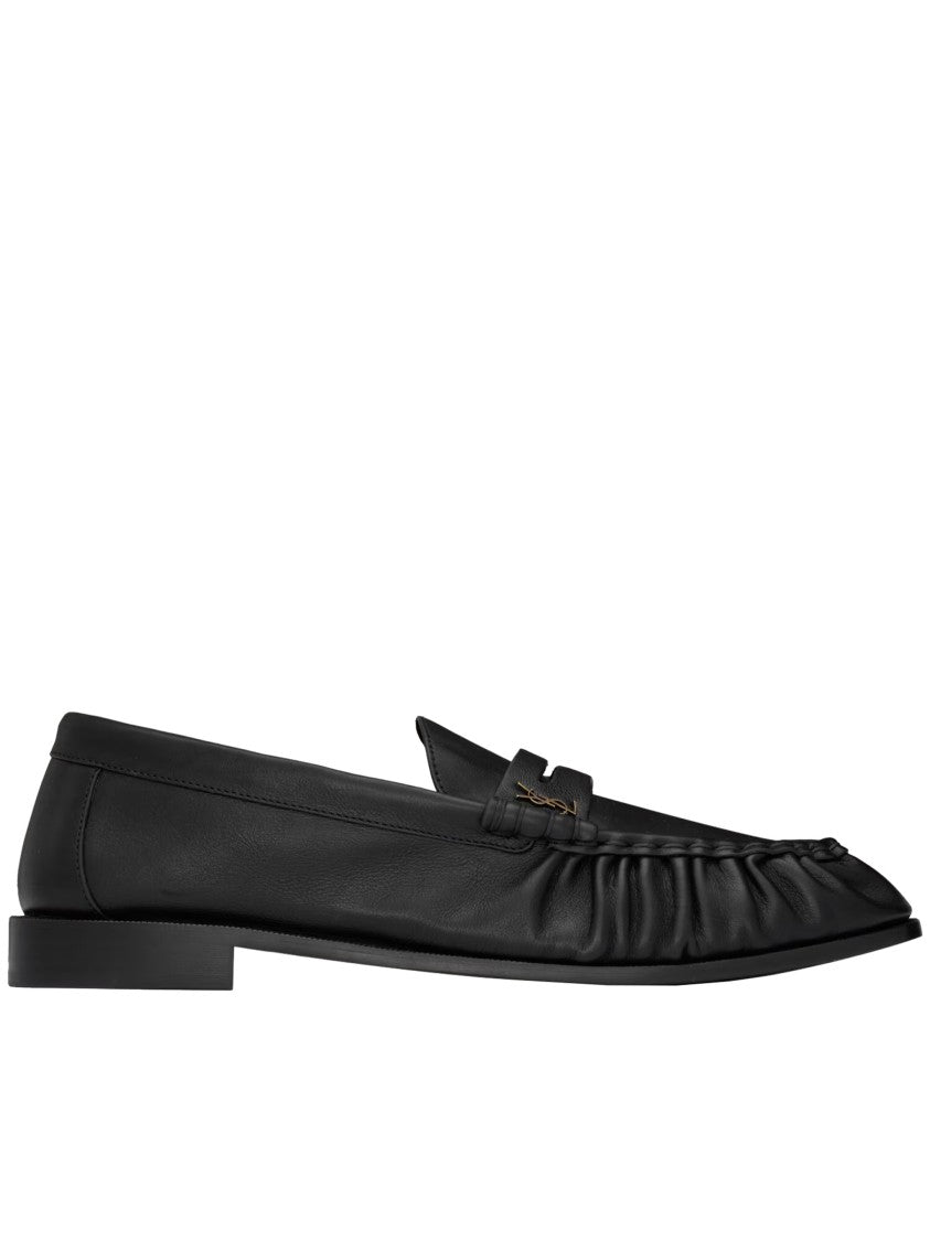 Saint Laurent Black Le Loafer 15 Gathered Leather Loafers