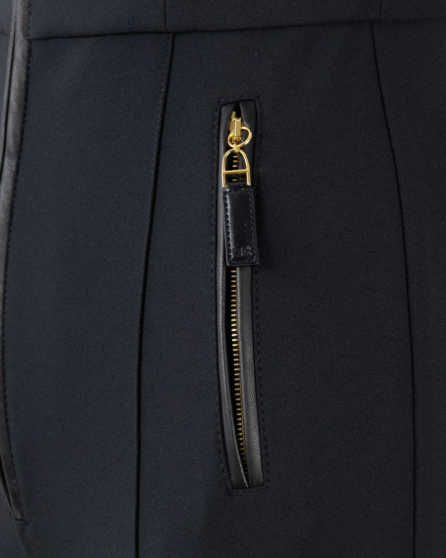 Elisabetta Franchi Black Double Crêpe Jumpsuit With Zip Details