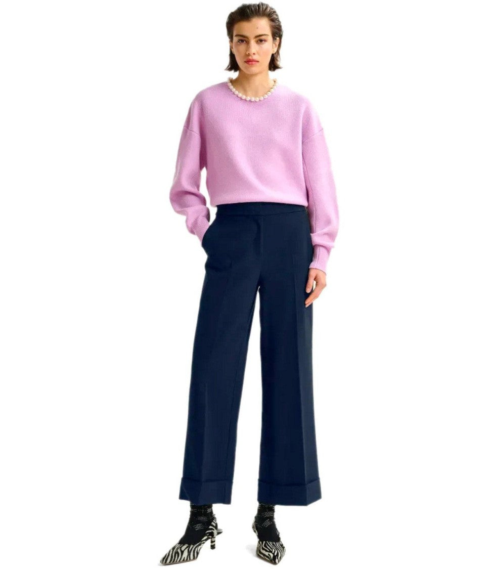 Essentiel Antwerp Imo Navy Blue Cropped Trousers