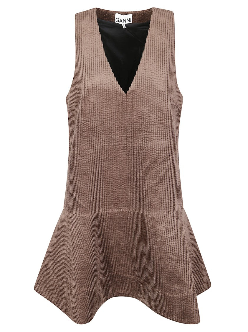 Ganni Mini Dress Seersucker Corduroy