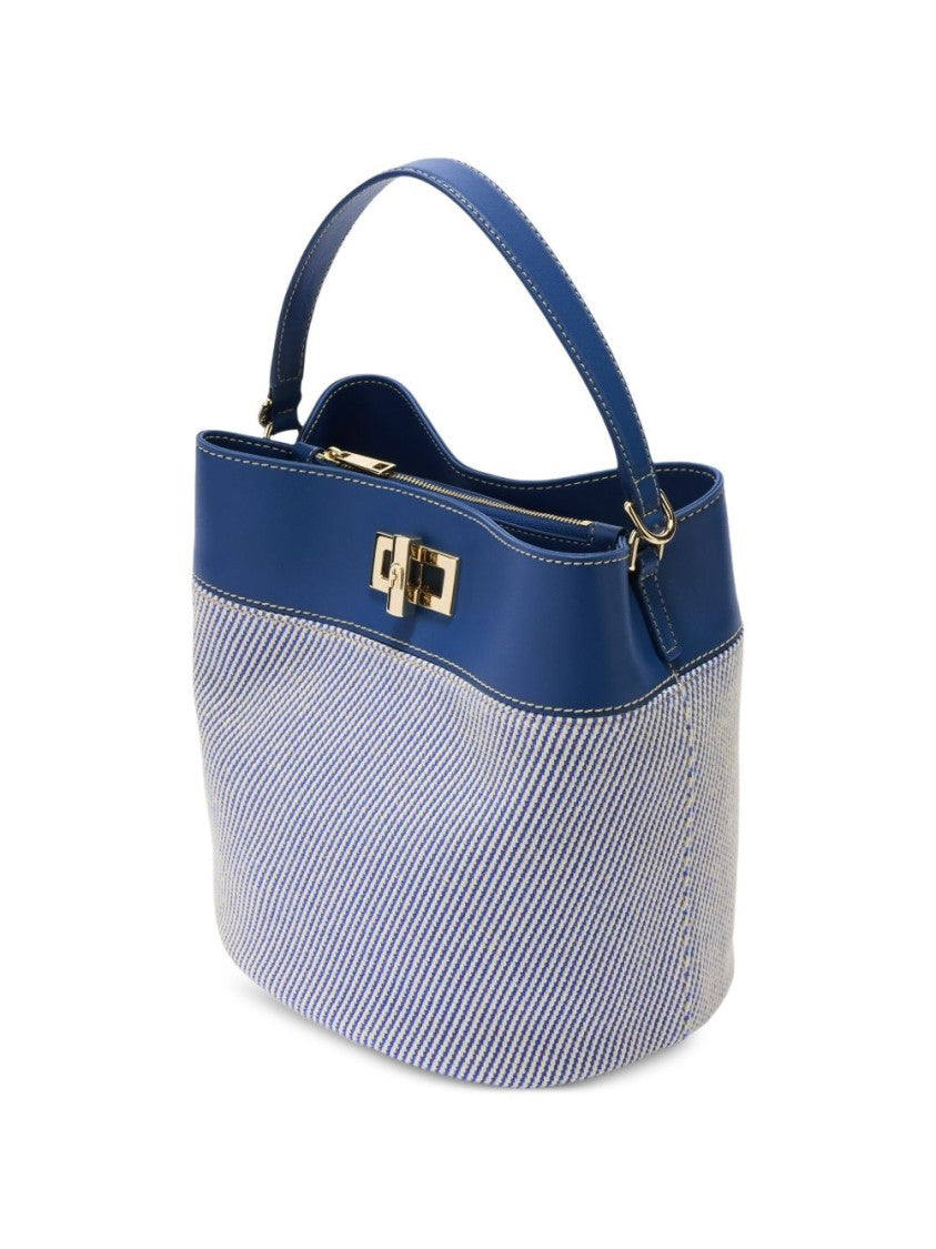 Furla Structured Handbag With Textured Blue
