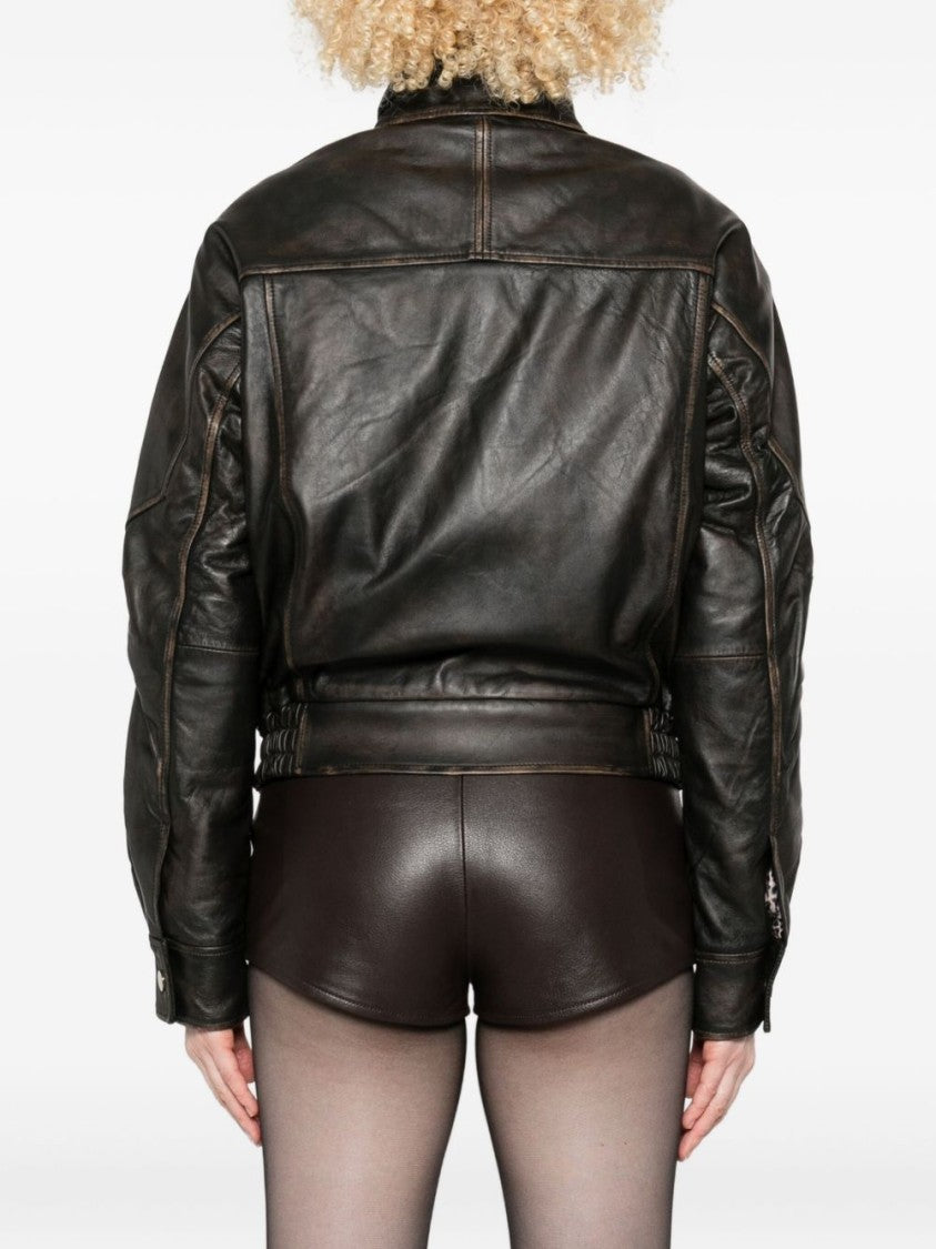 Blugirl Cropped Brown Jacket With Belted Waist