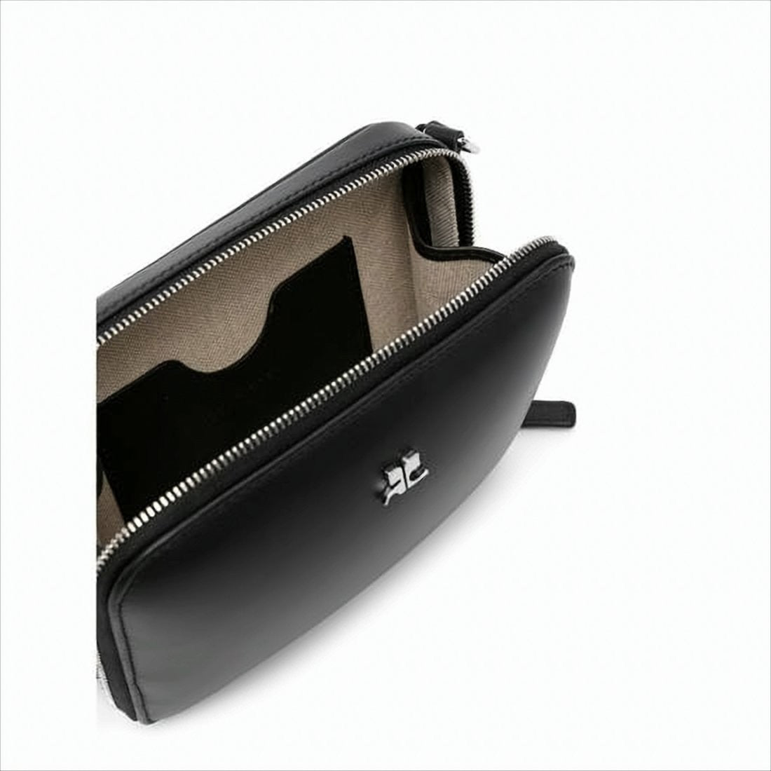 Courrèges Rectangular Black Calf Leather Clutch With Detachable Straps