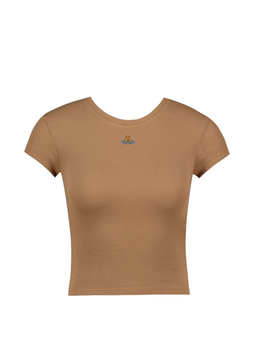 Vivienne Westwood Ribbed Short-Sleeve Crop Top