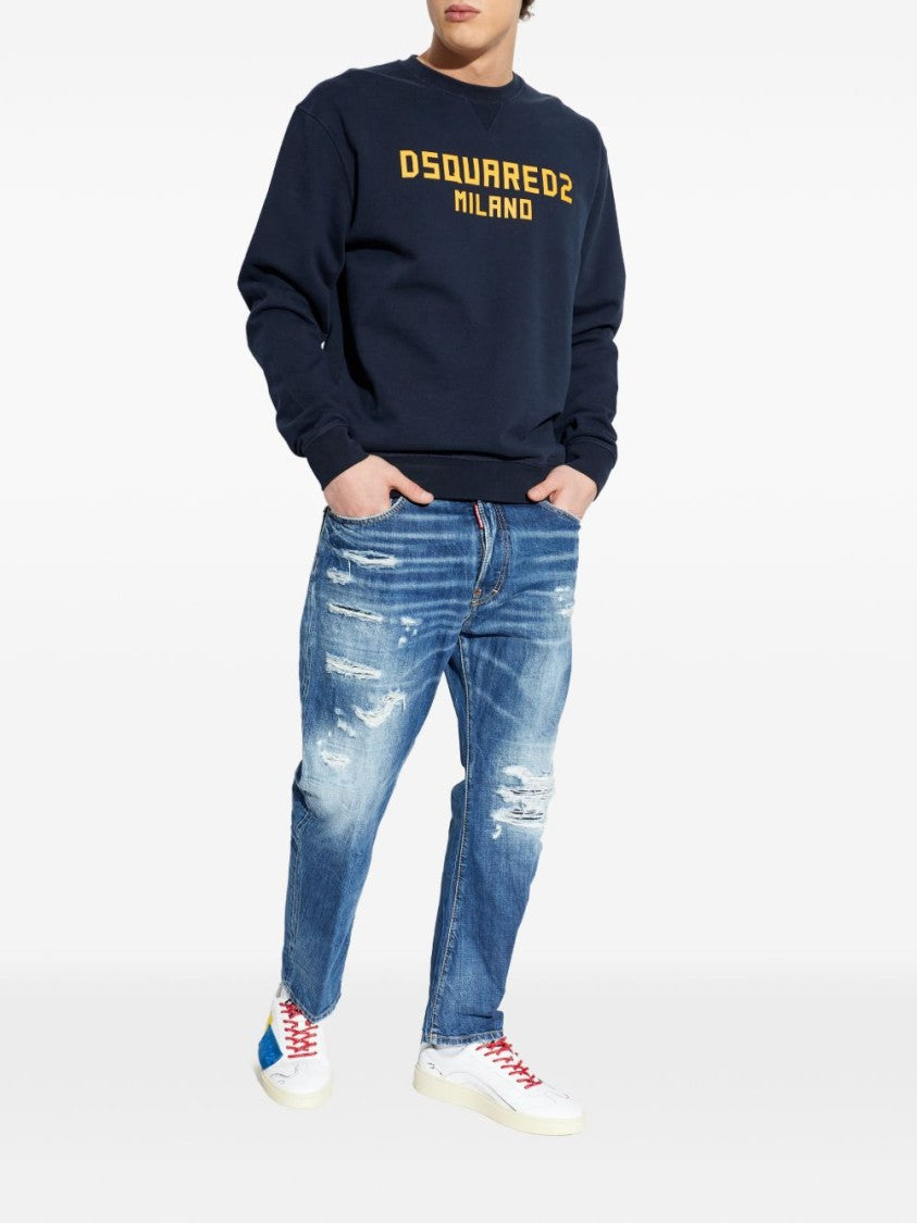 Dsquared2 Blue Distressed Five Pocket Denim Jeans