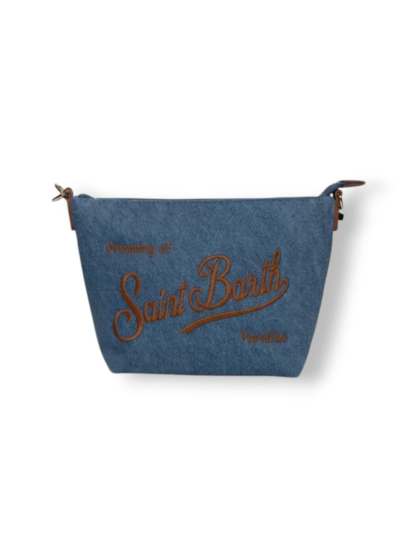 Mc2 Saint Barth Denim Blue Aline Leather Pochette