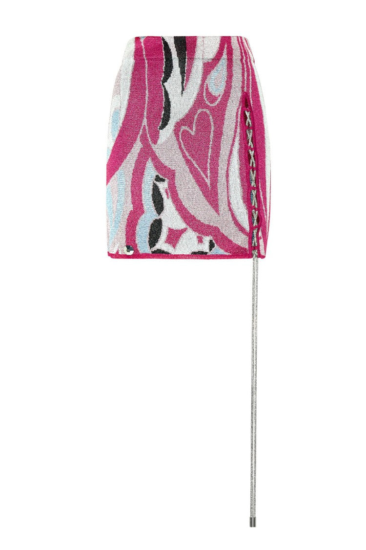 Philipp Plein Fuschia Cotton Abstract-Print Mini Skirt