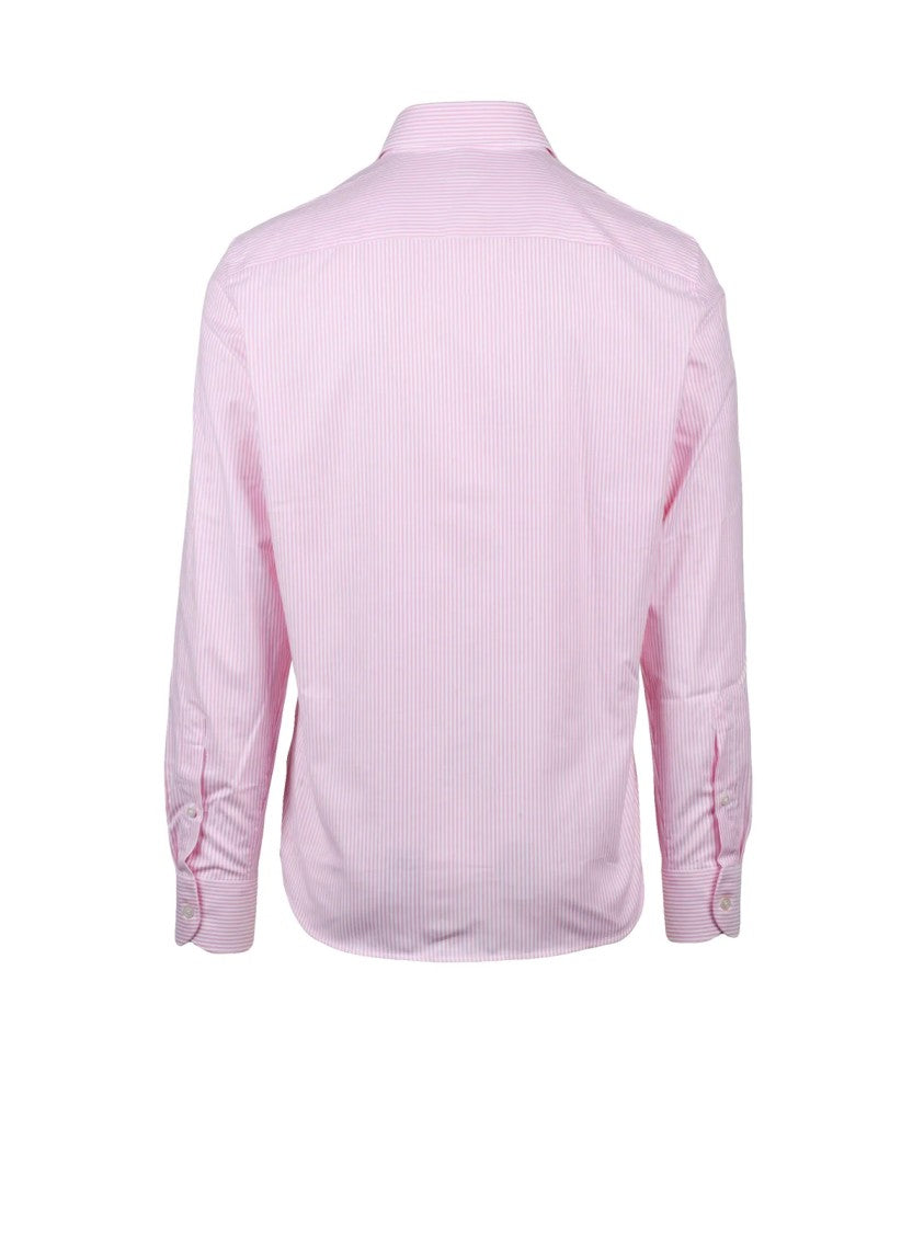 Ghirardelli White And Pink Striped Regular Fit Shirt