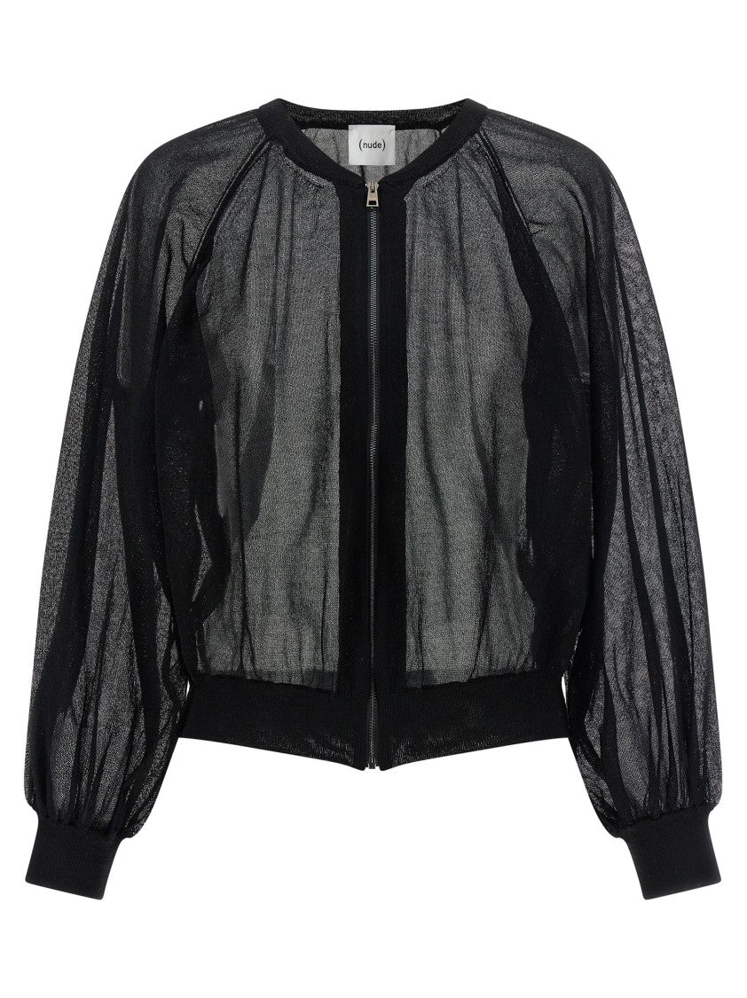 Nude Cardigan Bomber Jacket