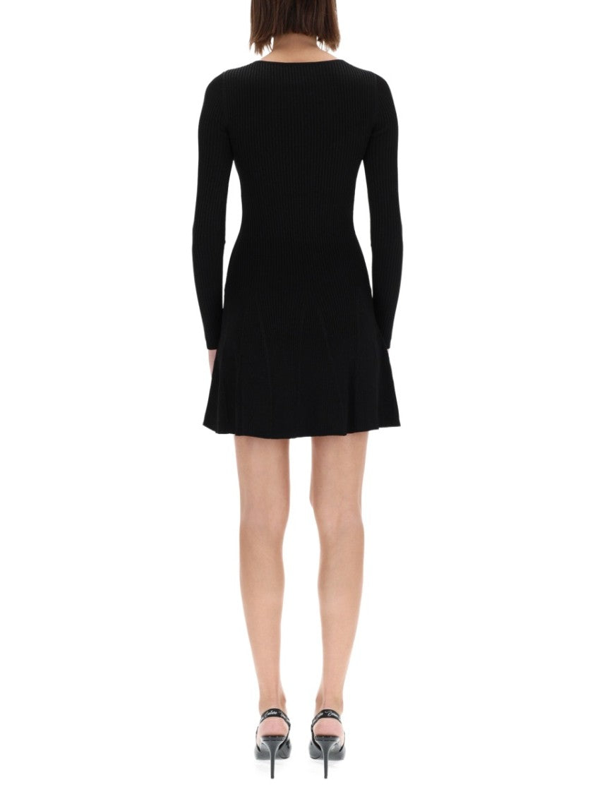 Versace Jeans Couture Black Fitted Buckle Mini Dress