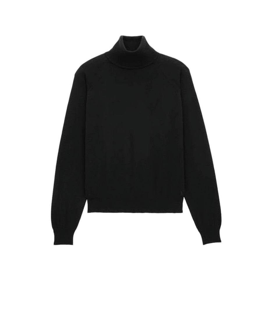Saint Laurent Fitted Black Cashmere Turtleneck Sweater
