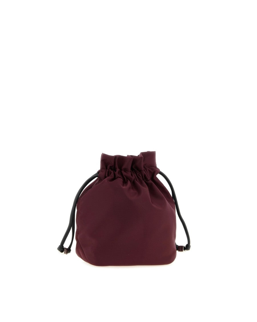Ganni Bucket Bag With Gathered Plush Top And Embroidered Logo
