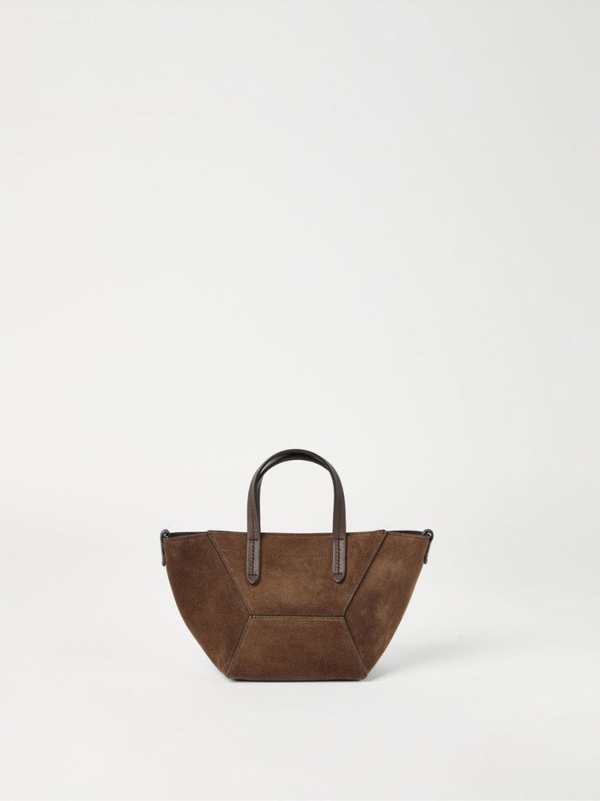 Brunello Cucinelli Structured Suede Leather Bag
