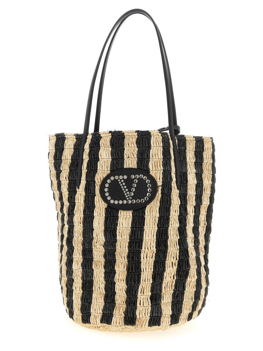 Valentino Garavani Natural Raffia Shopping Tote
