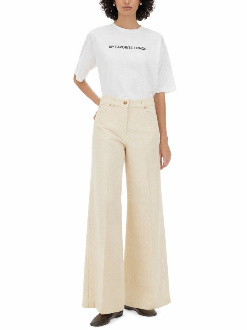 Aspesi High-Waisted Wide-Leg Cotton Denim Pants