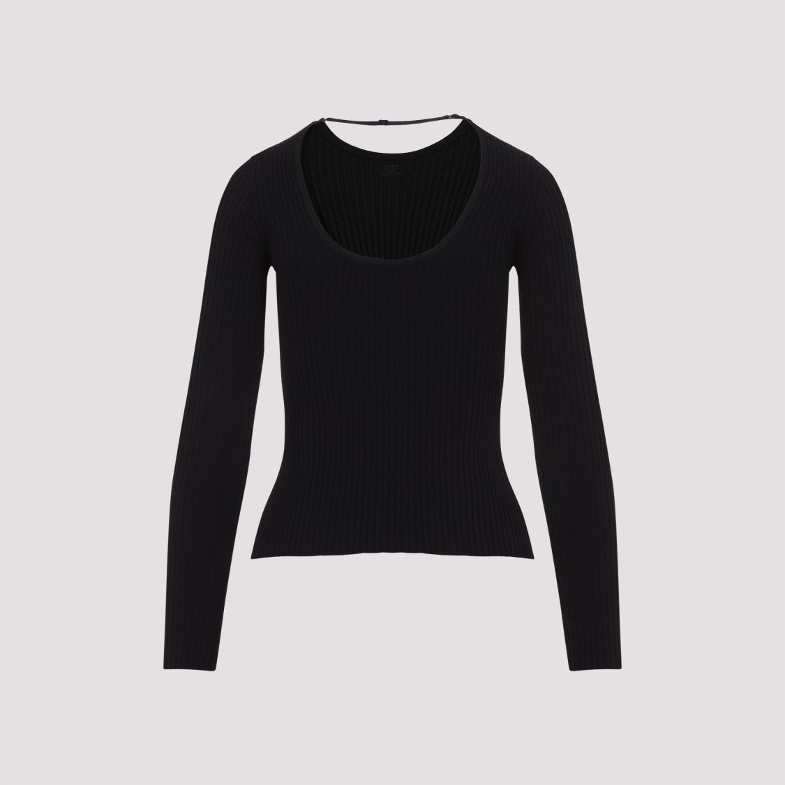 Courrèges Fitted Black Ribbed Top