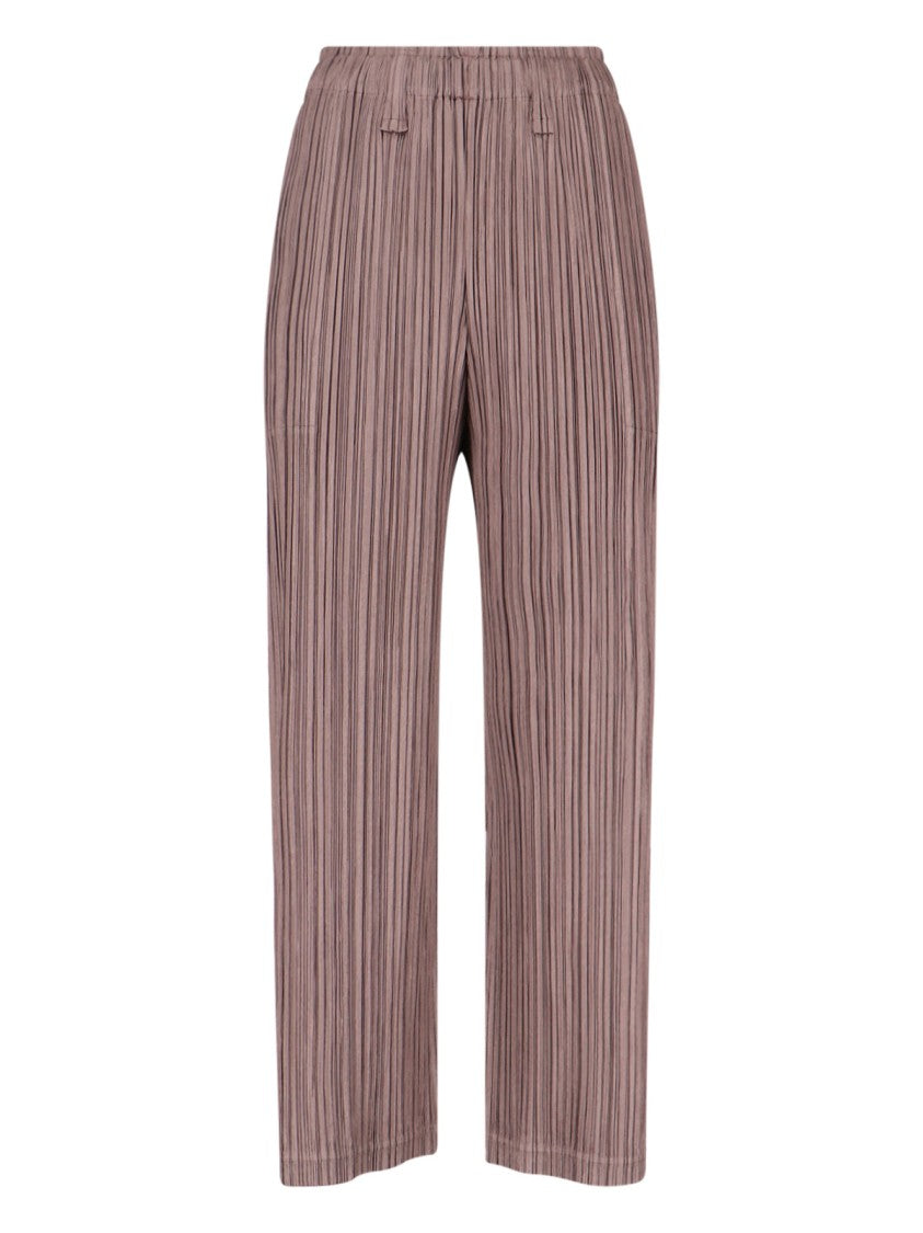 Pleats Please Brown Pleated Trousers With Tailored Silhouette