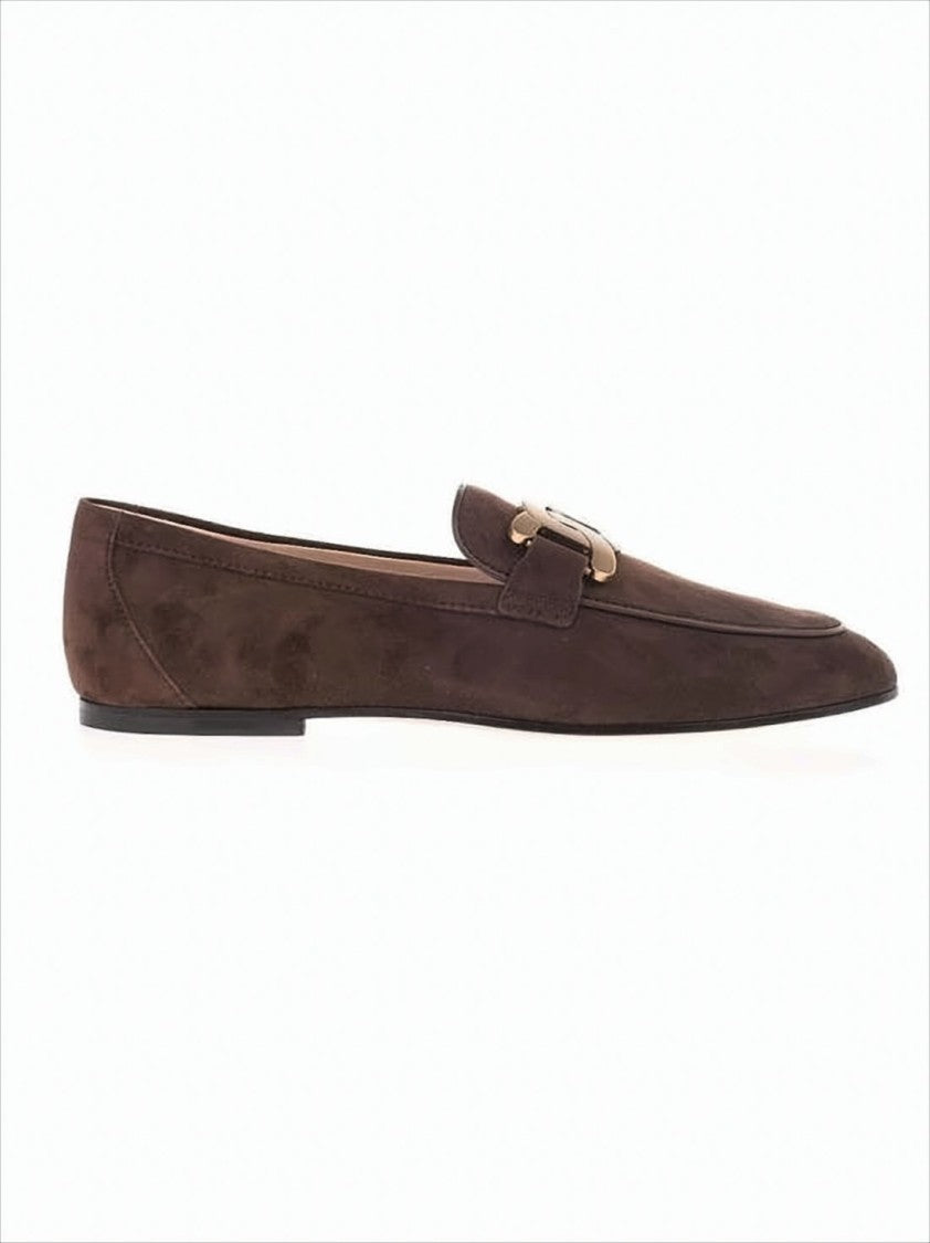 Tod's Suede Leather Loafers With Gold-Link Detail