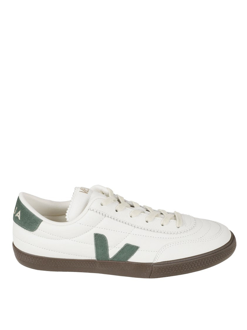 Veja Low-Top White Sneakers With Green Suede Accents