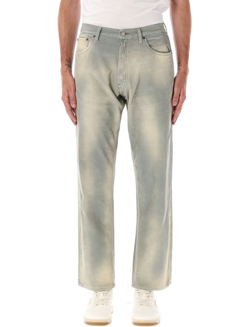Prada Light Blue Corduroy Jeans With Classic Fit And Five Pocket Design
