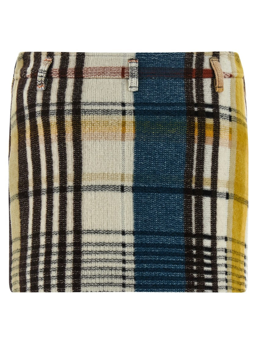 Missoni Textured Check Pattern Mini Skirt With Side Zip Closure