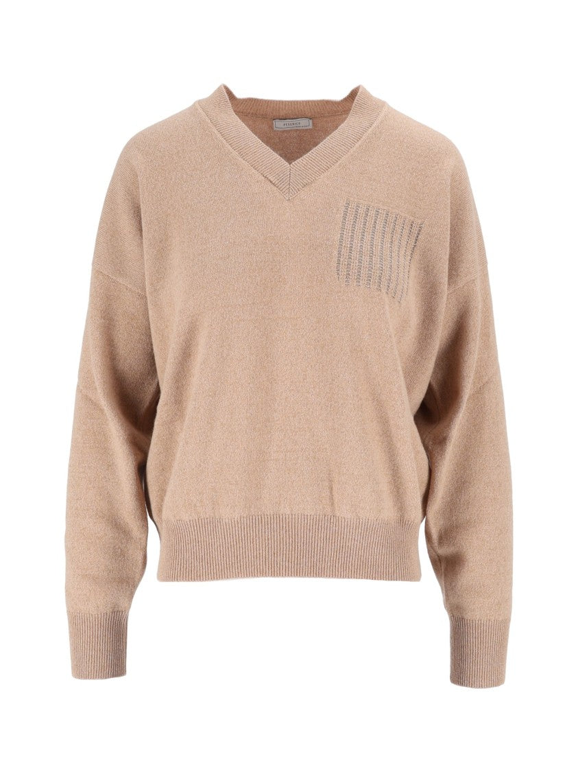 Peserico V-Neck Ribbed Knitted Sweater