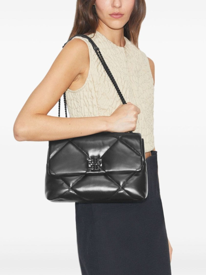 Tory Burch Black Kira Diamond Quilted Leather Shoulder Bag