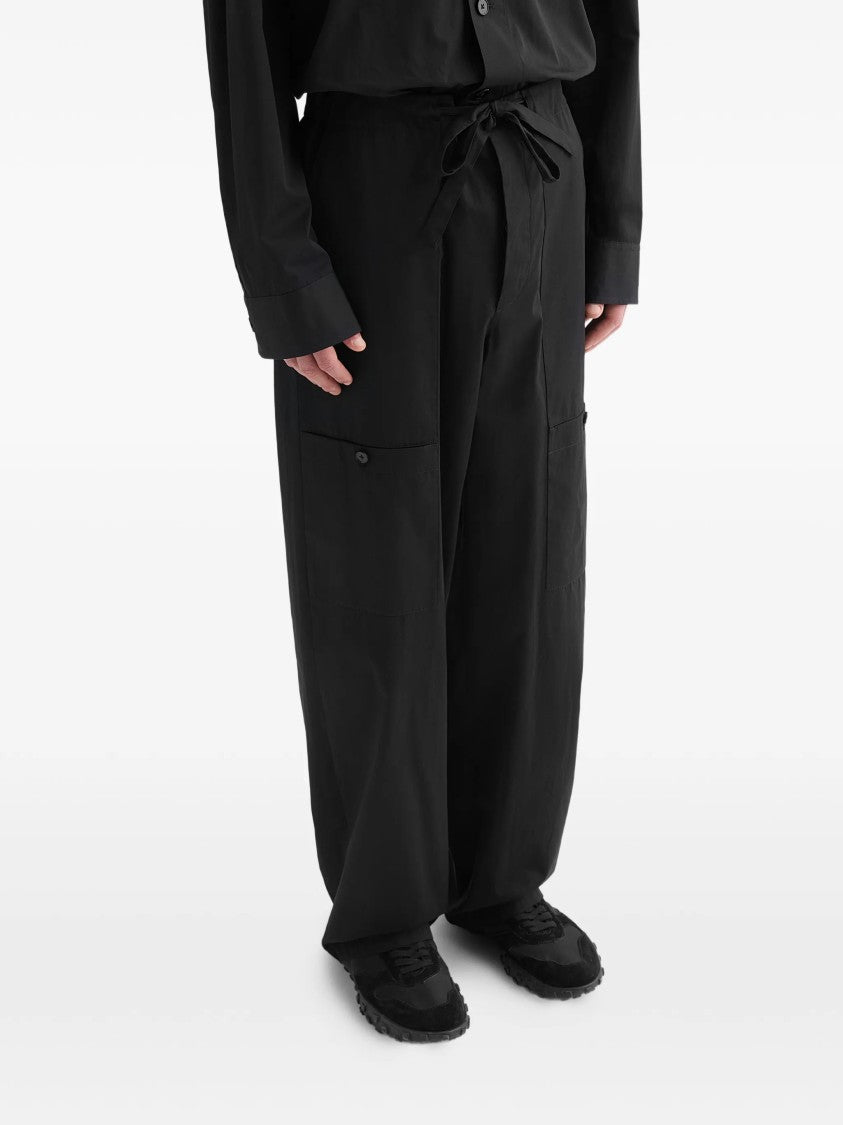 Jil Sander Onyx Wide-Leg Drawstring Cotton Trousers