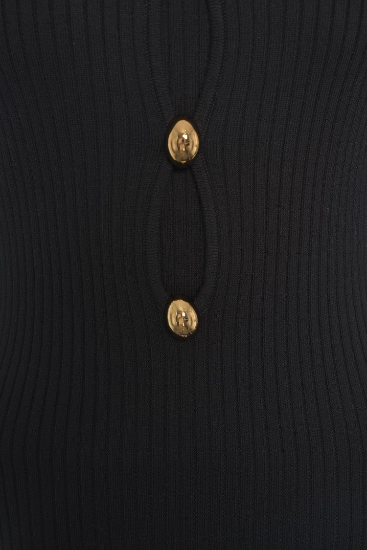 Guess By Marciano Ribbed Knit Maxi Dress With Decorative Gold Buttons