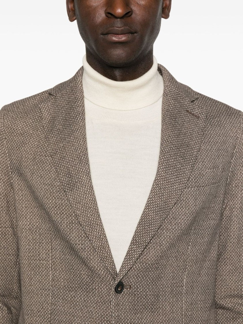 Circolo 1901 Textured Brown Blazer With Classic Two-Button Front