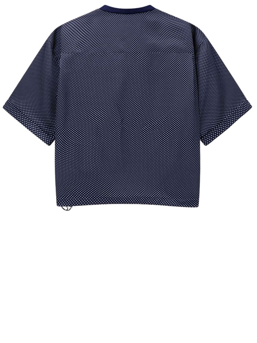 Giorgio Armani Navy Striped Printed Silk Top