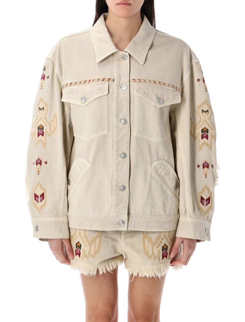 Isabel Marant Étoile Fringed Sleeve Manona Jacket With Graphic Embroidery