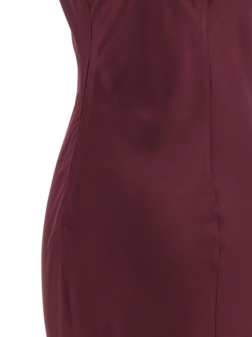 Twin-Set Satin Slip Dress With Lace Neckline