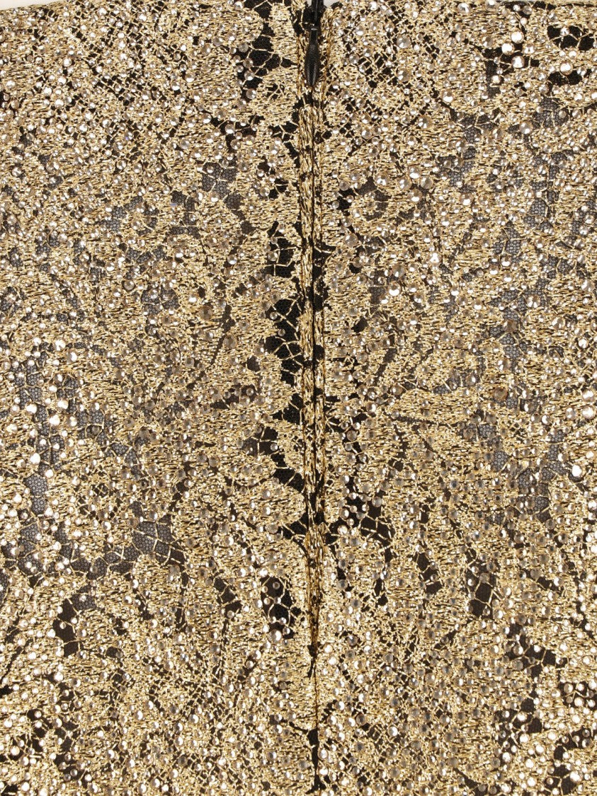 Ermanno Scervino Gold Embroidered Tulle Midi Skirt