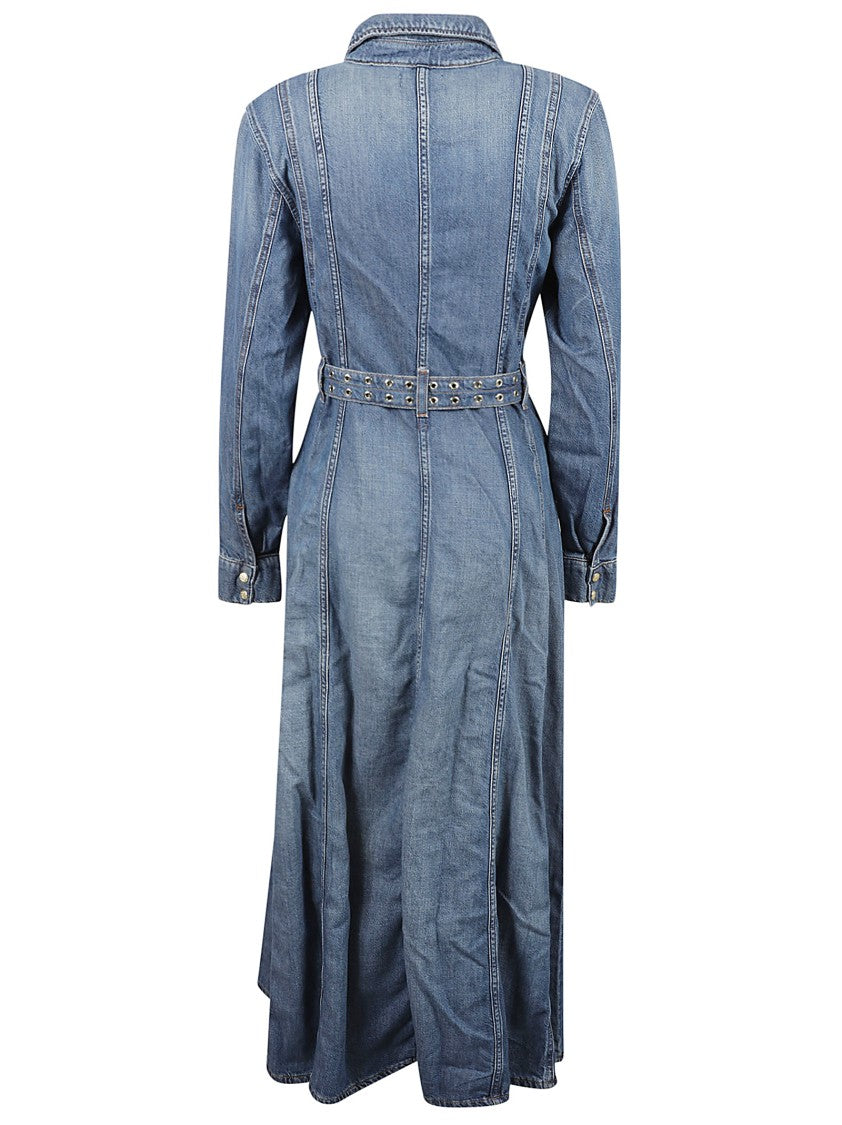 Ganni Denim Maxi Dress With Button-Down Front
