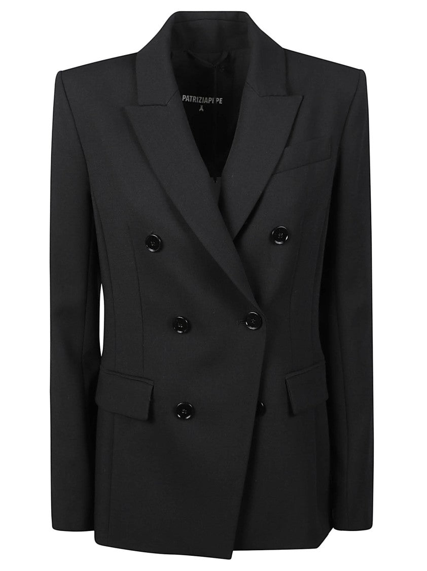 Patrizia Pepe Double-Breasted Polyester-Blend Jacket