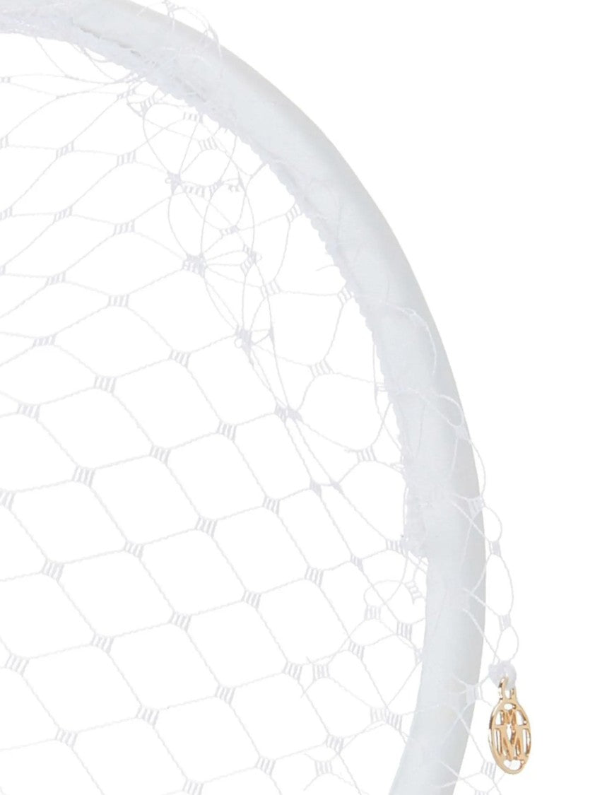 Maison Michel Resille Veil With Rhinestone Accents And Metallic Logo