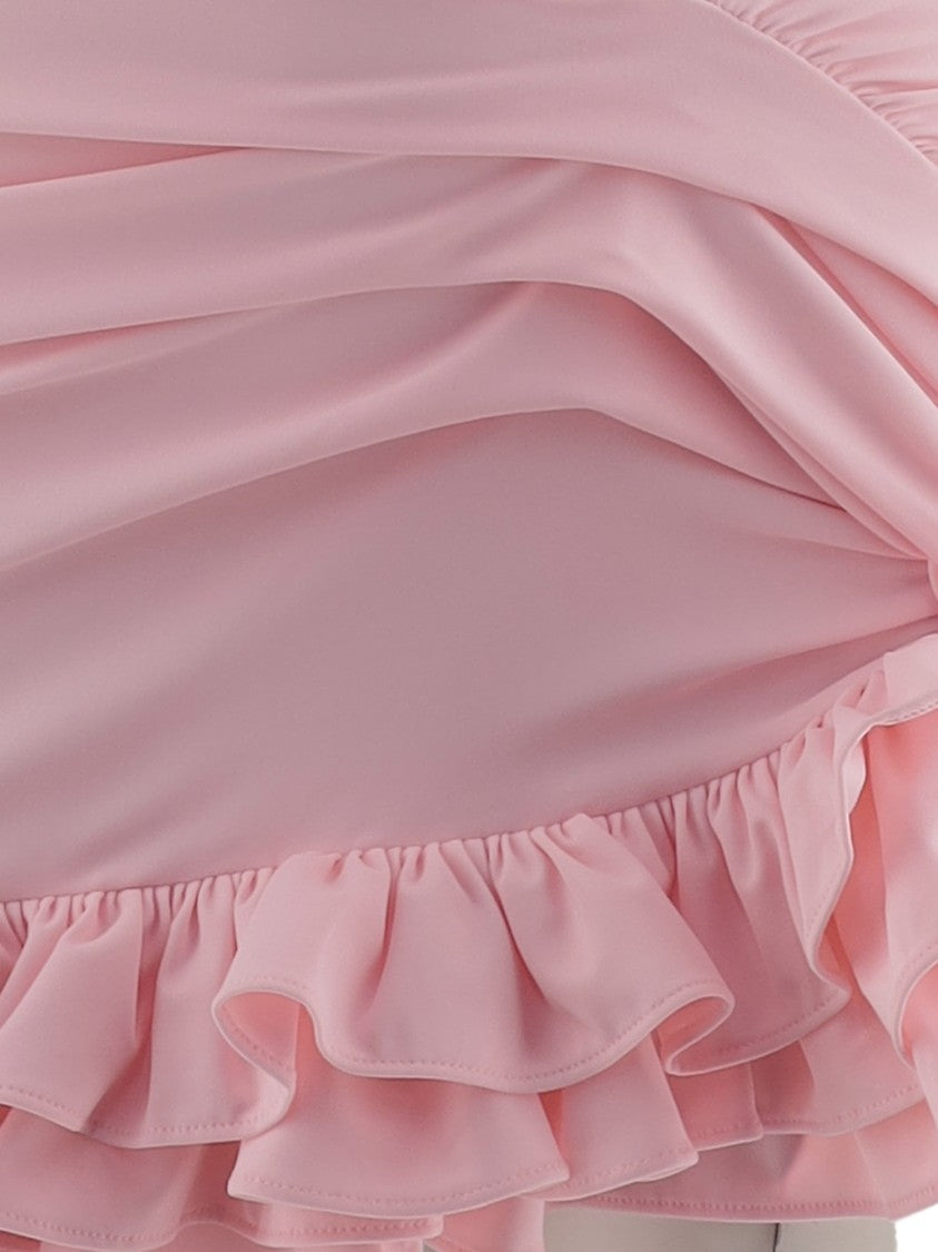 Jacquemus High-Waisted Asymmetrical Shorts With Draped Ruffles