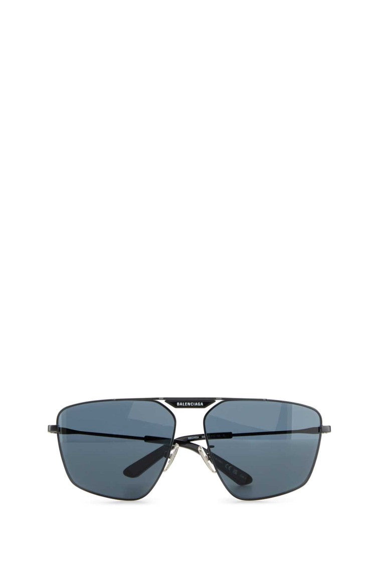Balenciaga Black Metal Tag 2.0 Navigator Sunglasses